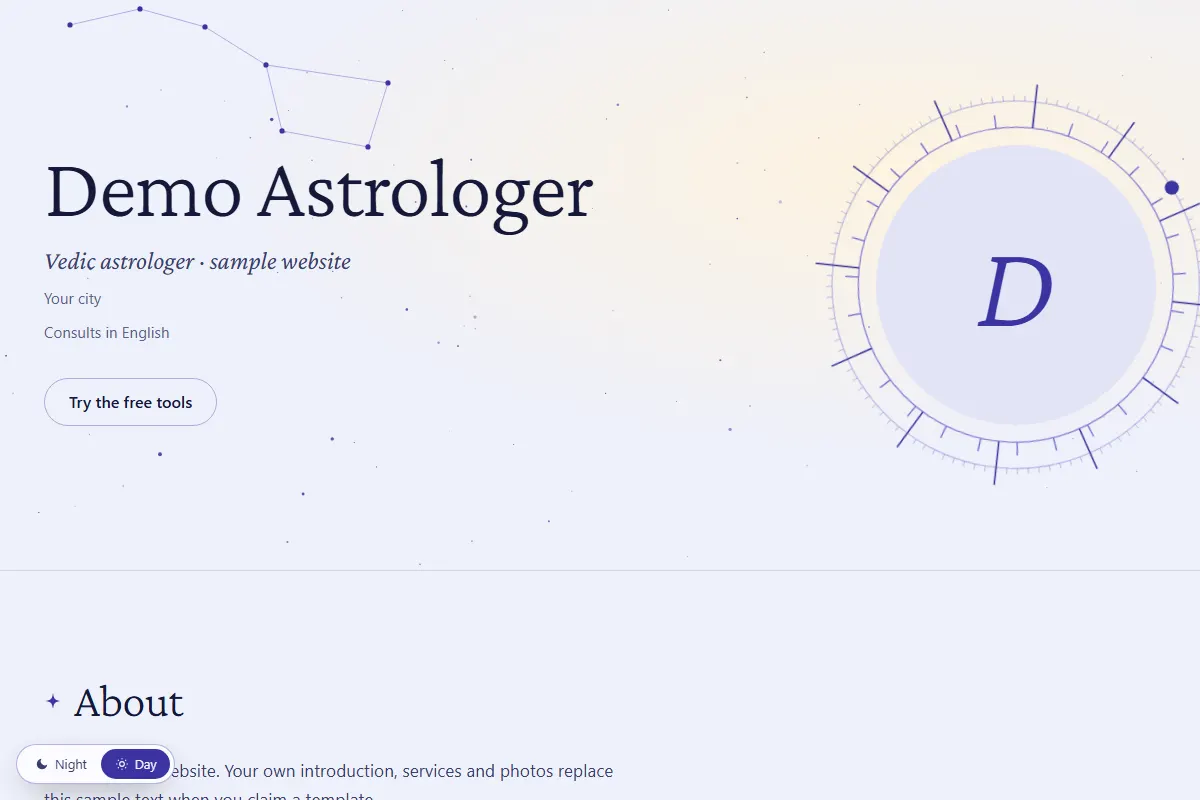 Preview of the Night Sky template